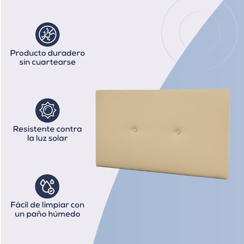 Miniatura 5 de Duérmete Online - Cabecero Polipiel Premium Acolchado Sicilia Medidas 105 X 60 Cm Cama De 90 Y 105 Beige