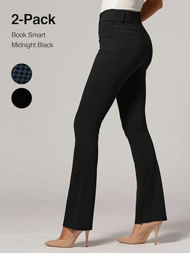Conceited 2-Pack Stretch Slacks for Women - Wear to Work - Bootcut Dress Pants with Pockets - Book Smart, Black - (X-Large)3