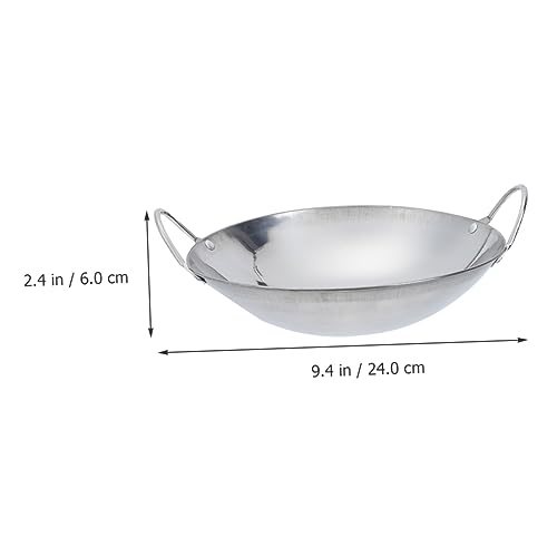 Wok de acero inoxidable con doble mango 2 piezas miniatura 3