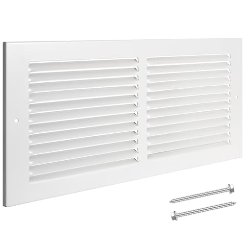 CASAJOY 14 x 6 Inch (Duct Opening) Air Vent Cover for Wall or Ceiling Steel Return Air Grille HVAC Air Vent Covers-[Outer Dimensions: 15.7W x 7.8H] White