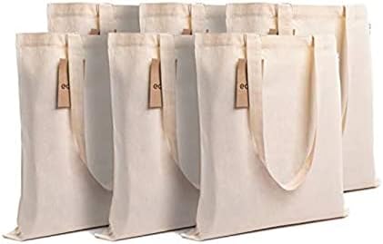 - Amazon Brand - Eono, 100% Cotton Tote, Pack of 6, Reusable Tote Bags for Women, Shopping Bag for Grocery, Sturdy Bag, 15 kgs Capacity, Aesthetic Office & College Tote Bag - Natural