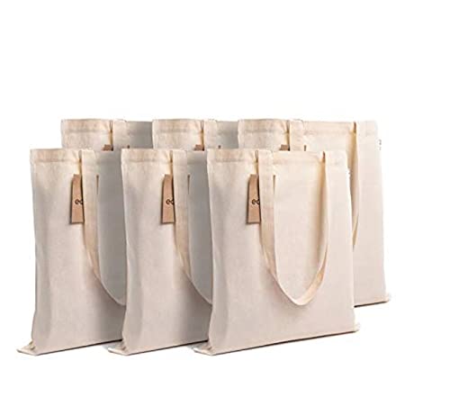 - Amazon Brand - Eono, 100% Cotton Tote, Pack of 6, Reusable Tote Bags for Women, Shopping Bag for Grocery, Sturdy Bag, 15 kgs Capacity, Aesthetic Office & College Tote Bag - Natural