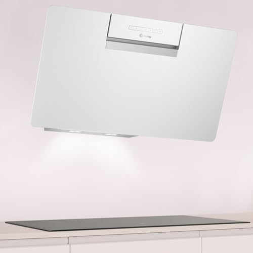 Balay, Campana decorativa de pared inclinada, 80 cm., ExtraSilencio, Control táctil, Posibilidad de recirculación, Cristal Blanco, 3BC587GBH - imagen 4