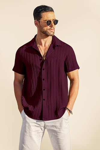 Image of IndoPrimo Men's Cotton Shirt with Spread Collar Neck Line Solid Pattern Half Sleeves Regular Fit Western Style and Standard Length