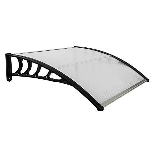 Outvita Window Awning Door Canopy 40"x40", Polycarbonate Cover Front Door Outdoor Patio Awning Canopy UV Rain Snow Sunlight Protection Hollow Sheet, Clear Board & Black Bracket