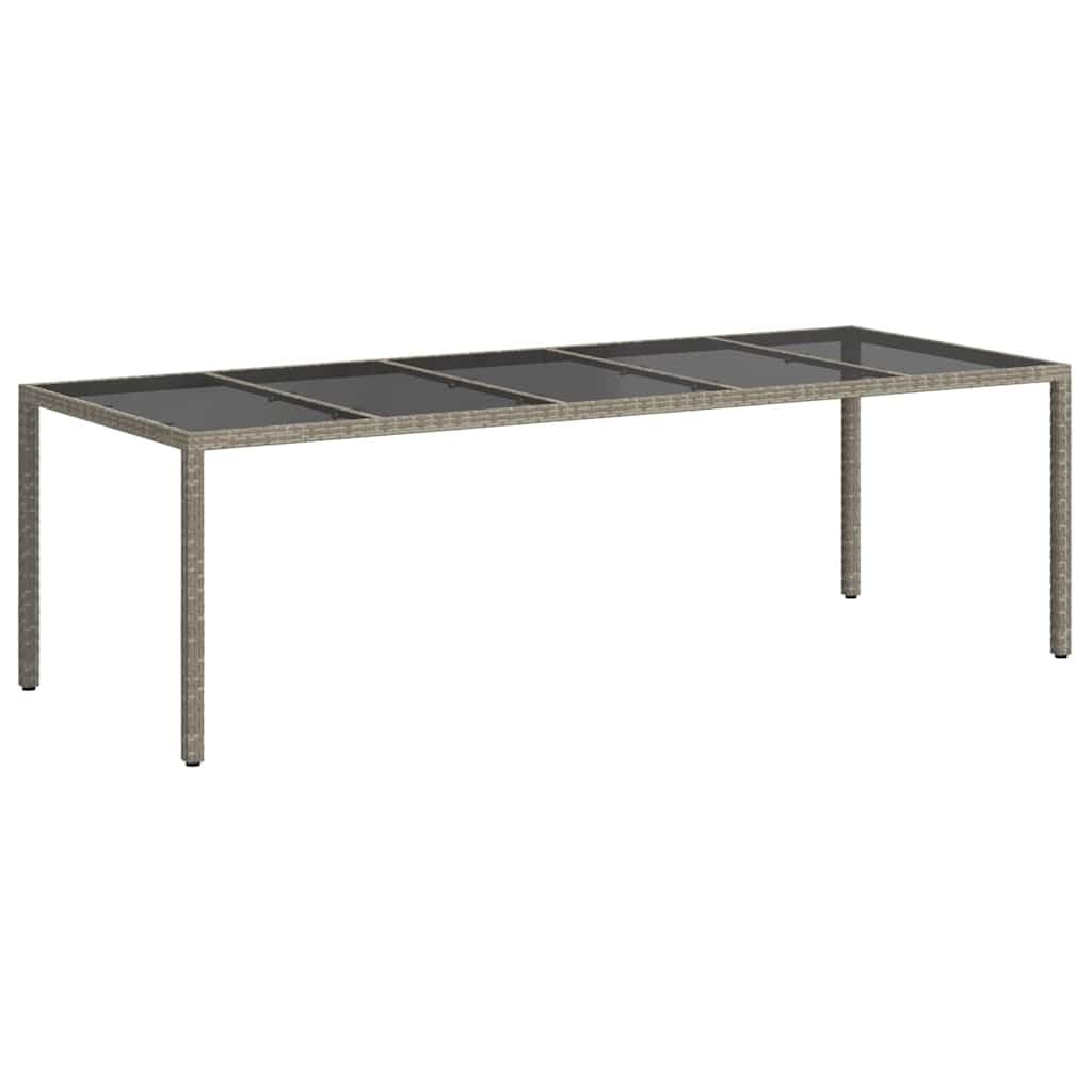 Stół ogrodowy, szary, polirattan, 250 x 100 x 75 cm, stabilny stół na taras, balkon, do ogrodu, odporny na warunki atmosferyczne, nowoczesny design, idealny do grillowania i na kemping