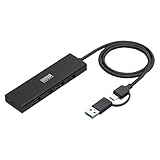 サンワダイレクト USB ハブ Type-C/USB A接続対応 5Gbps 4ポート セルフ/バスパワー対応 60cm USB3.0 USBハブ 400-HUBC55BK-6