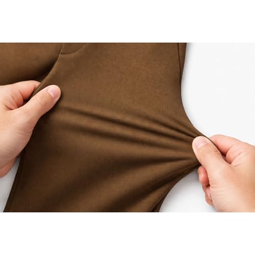 Image of Men's Chinos Stretchable Trousers with Expandable Waist - Lycra Cotton Blend Formal Casual Pants | Skin Friendly Solid Regular Fit