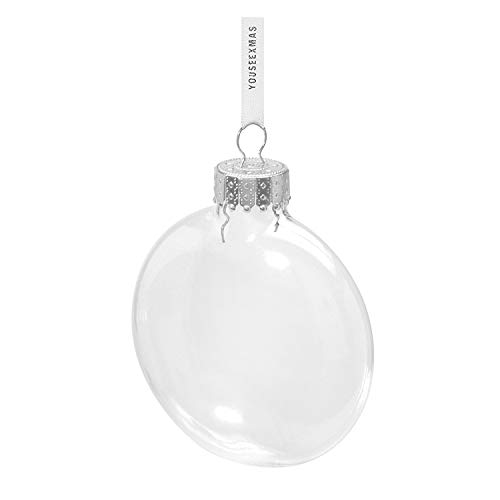youseexmas Clear Glass Disc Ornament Flat Ball 80 mm(3.15-Inch) Pack of 6