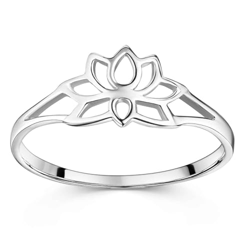 MATERIA Lotus Silber Ring Damen - Lotusblüte 925 Sterlingsilber SR-57-57