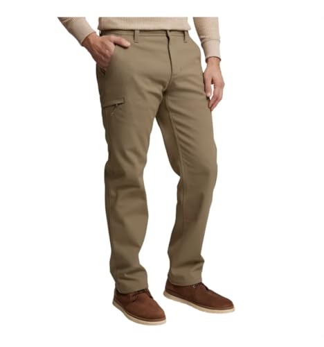 Weatherproof Vintage Men's Comfort Stretch Relaxed Fit Bonded Fleece Lined Canvas Utility Pant (US, Waist Inseam, 40, 32, Regular, Regular, Tan)