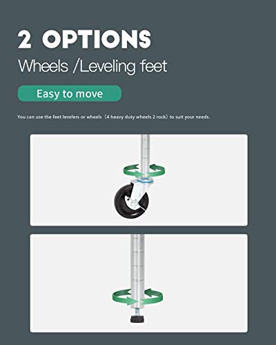 Fdw 18X48X82 Inch Wire Shelving Unit With Wheels Steel 6 Tier Heavy Duty Layer Rack Storage Metal Shelf Garage Organizer Wire Rack Shelving Adjustable Utility 2100 Lbs Capacity (Chrome) #TOP5