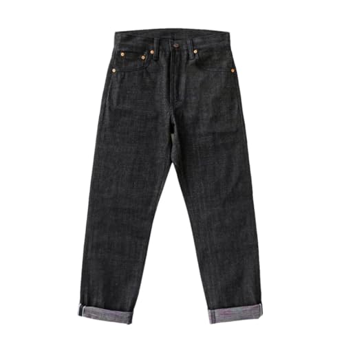 Men’S Vintage Slim Fit Sanforized Selvedge Denim Full Length Jeans Zipper Fly Midweight Daily Wear Rivet Detail