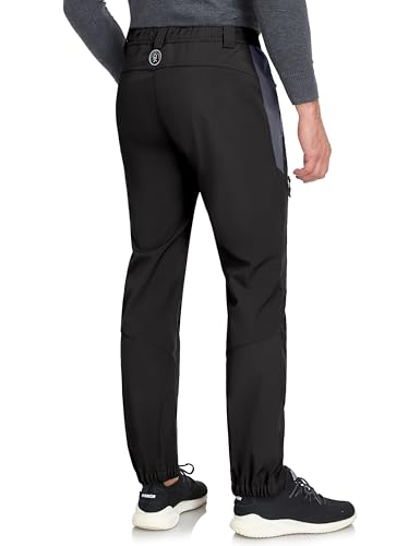 Little Donkey Andy Men’s Winter Hiking Ski Snow Pants, Softshell Insulated Pants, Fleece Lined, Water Resistant Black Size XXL - Thumbnail 3