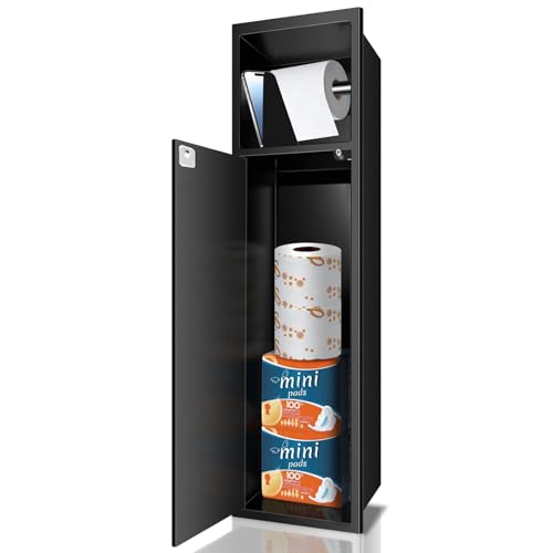 WUDLEP Unterputz Toilettenpapierhalter Edelstahl Mit Schiebetür, 66 x 18 x...