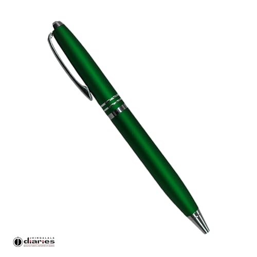 Image of Jhingalala A5 Leather Cover Hardbound Undated Journal Notebook with Pen Combo Gift | 80 GSM Premium Non-Bleeding Paper | Diary with Pen | Ideal Corporate, Diwali & New Year Gift (Green)