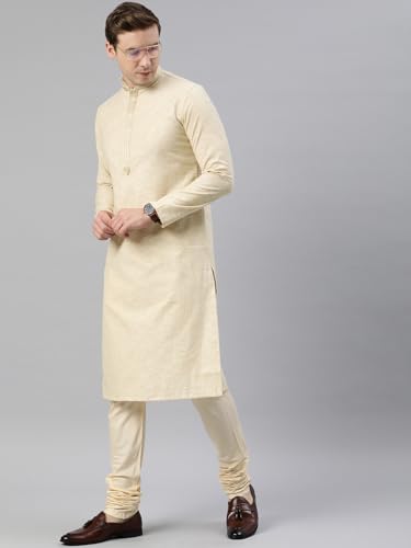 Image of Manthan Mens Blended Cotton Solid Kurta