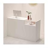 Moderner Kassen-Schreibtisch mit abschließbarer Schublade | Eleganter Empfangstheke für Damenbekleidungsgeschäfte, Boutiquen und Cafés | Stilvolles weiß-transparentes Design