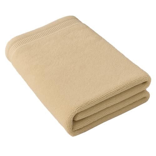 ORGANIC TEXTILES 100% Organic Cotton Bath Towel (Natural), GOTS Certified, Made in USA, Highly Absorbent, Skin Sensitive, Plush Soft and Luxurious, Machine Washable, Premium Design, Durable