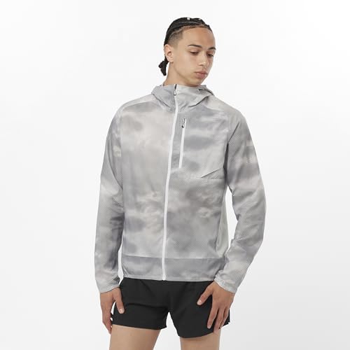 Image of Salomon Men's Bonatti Cross Wind, Reflective Windproof Hooded Zip-Up Jacket