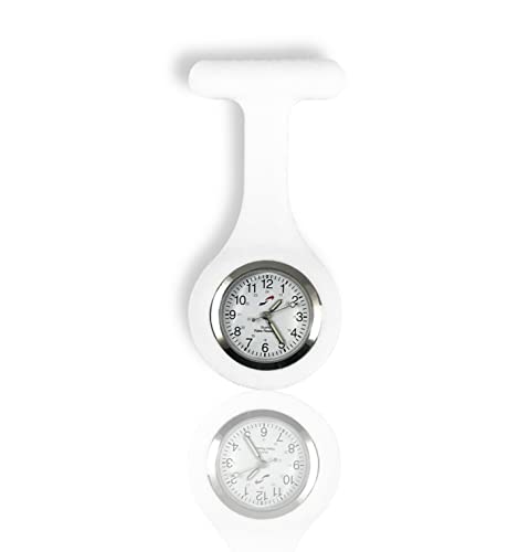 Elite Medical Instruments EMI Scrub Smart Silicone Nurse Lapel Watch - White with Pin on Design