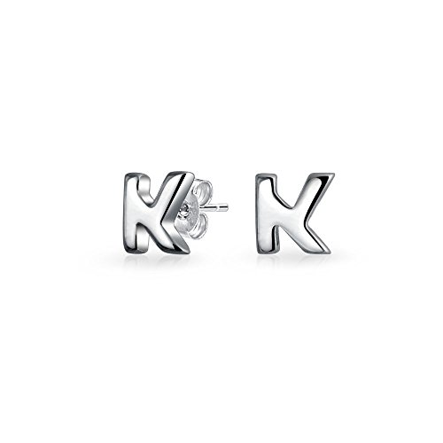 ABC Geometric Alphabet Initial Stud Earrings Sterling Silver