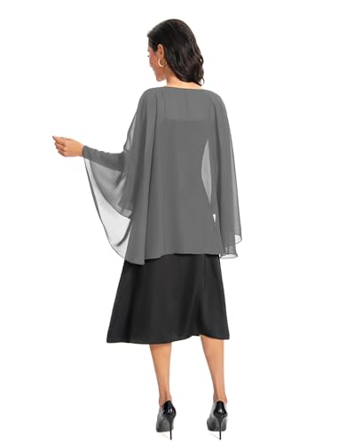 Image of Baoqiya Chiffon Capes Sheer Capelets Long Cape Poncho For Women Plus Size