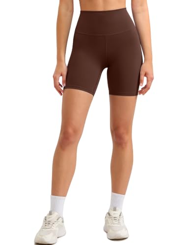 BAYDI Clouduxi Biker Shorts for Women 6 - High Waisted Soft Stretch Workout Yoga Gym Running Athletic Shorts Rustic Brown