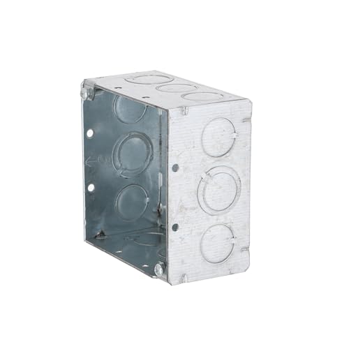 RACO 232 4 in. Square Electrical Box, 2-1/8-Inch Deep, 1/2-in. and 3/4-in. Side Knockouts, Welded, Gray, 25-Pack - Thumbnail 3