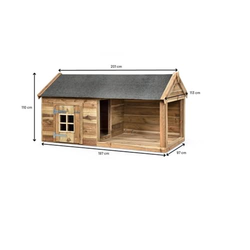 Hundehütte aus Holz - Maße: 201 x 113 x 110 cm - FSC zertifiziertes Holz - Außenhütten