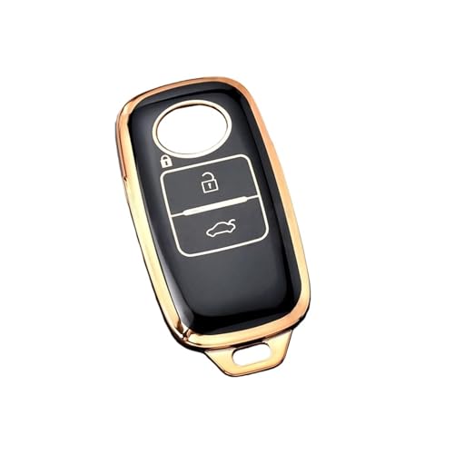 Car Key Case Cover 3 Buttons fit for Toyota Yaris Ativ Raize Veloz Avanza Rush Perodua fit for Daihatsu Malaysia Auto Smart Remote(Black Cover(GLD))