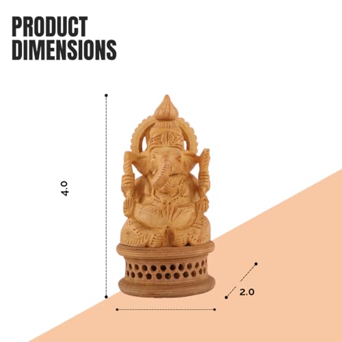 Estatua de Madera de Lord Ganesha Tallada a Mano miniatura 4