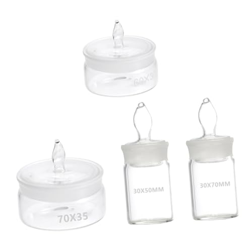 KICHOUSE 4pcs Weighing Bottle Laboratory Equipment Chemical Reagent Bottle Specific Gravity Bottle Scientific Reagent Bottle Wide Mouth Reagent Bottles Laboratory Supplies Transparent Glass