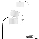 Ambimall Arced Floor Lamp, LED Floor Lamp with White Shade, Adjustable Standing Lamp, Mid Century Modern Floor Lamp for Living Room, Bedroom, Dining Room, Study Room and Office(Without Bulb)