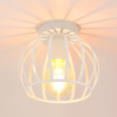 iDEGU Vintage Plafonnier Industriel en Métal Cage Suspensions Lustres Abat-Jour Géométrique Design Luminaire E27 Lampe de Plafond pour Chambre Café...