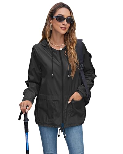 Hount Women's Lightweight Hooded Raincoat Waterproof Packable Active Outdoor Rain Jacket (S-3XL) - Image 5