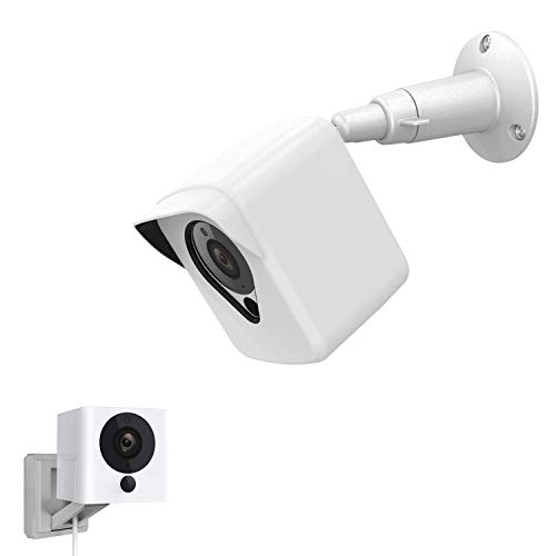 Wyze Cam Camera Wall Mount Bracket, COOWUFAN Weather Proof 360 Degree Protective Adjustable Housing Mount and Cover for Wyze Cam V2 V1 and Ismart Spot Camera Indoor Outdoor (White(1 Pack))