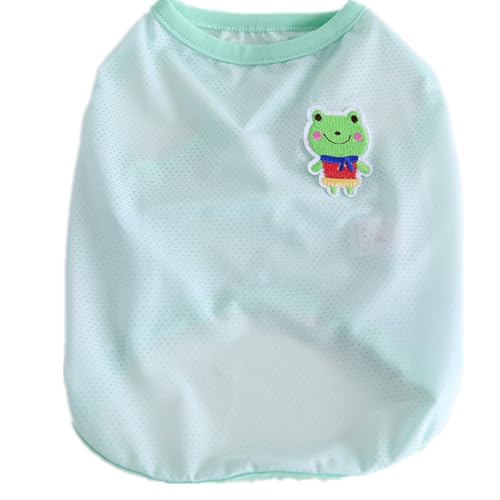 ISUPY 可愛い 犬服 冷感tシャツ 春 夏 ひんやり 涼しい タンクトップ 綿製 薄手 ドッグウェア 中型犬 大型犬 ベスト 脱毛保護 洋服 着せやすい お出かけ お散歩 吸水速乾 熱中症対策 暑さ対策 (L,グリーン カエル)