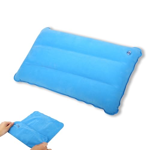 equlup Inflatable Pillow, 2 Colors Portable Folding Casual Inflatable Air Pillow for Outdoor Travel Camping Climbing Hiking Backpacking (Blue)