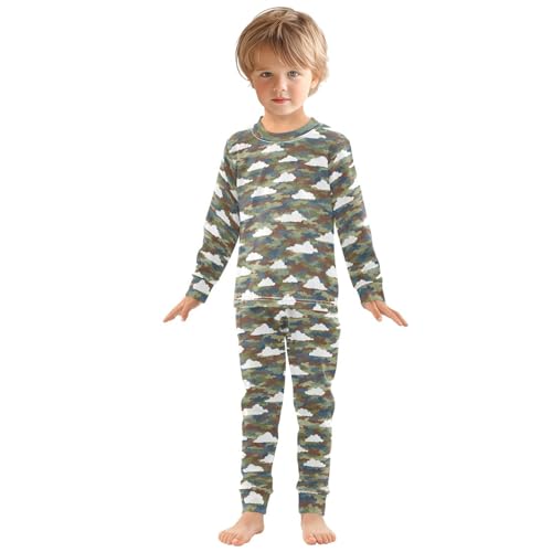 Pajama Sets Long Sleeve Camouflage Clouds Soft Comfy Sleepwear 2 Piece PJS 3-8T2