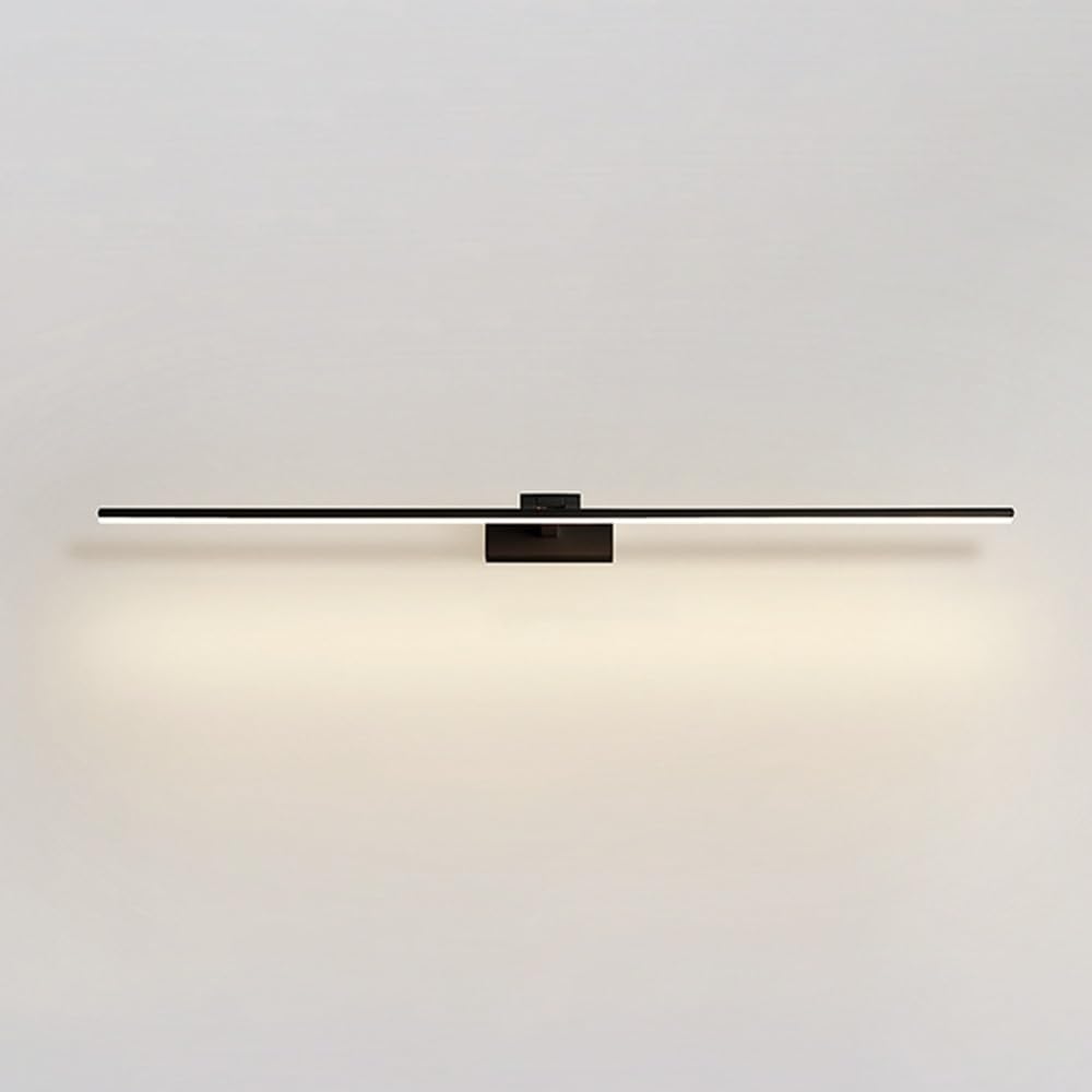 XANAYXWJ Elegante Barra Luminosa a LED Nera Minimalista per Il Bagno - Applique lineare sopra Lo Specchio per Bagno e spogliatoio, Lampada a Striscia Lunga in Alluminio (Mamma) (Nero S)