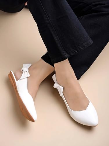 Image of Shoetopia Women's Pointed Toe Flats with Side Bow Stylish & Comfortable ||Slingback Ballet Shoes for Casual & Party Footwear