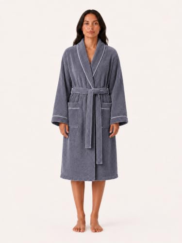 Image of RANGOLI Sunshine 100% Cotton Bathrobes For Women, 500 GSM Free Size Bath Robe With Rope,Ultra-soft, Lightweight & Highly Absorbent Luxurious Bath Gown /Bath Robe