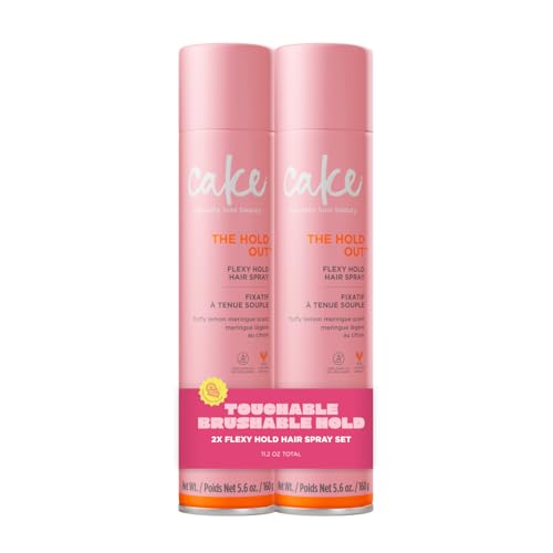 Cake Beauty Hairspray The Hold Out For Crunch Free Brushable Touchable Flexible Hold & Soft Volume Vitamin E & Abyssinian Oil For All Hair Types- 5.6 Oz. 2 Pack