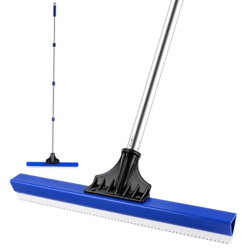 Image of 16 inch Notched Epoxy Floor Squeegee with 62 inch Long Handle for Coatings, Sealers