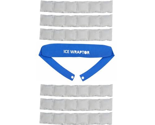 ICE WRAPTOR Cooling Bandana Neck Wrap, Blue +6 Reusable Ice Packs, Snap