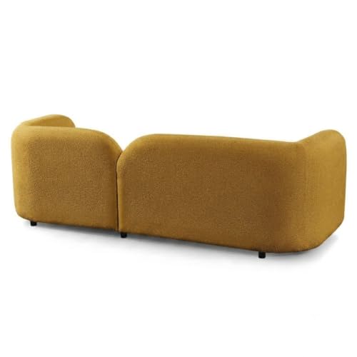 Image of CRAFTCITY Curved 3 Seater Cloud Sofa Upholstered 3 Seater Sofa for Living Room Bedroom Home Office Meeting Room Velvet Fabric Sofa (Yellow)