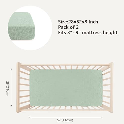 Image of Bearmoss Muslin Crib Sheets - 100% Cotton Baby Crib Sheets Fitted for Standard Crib Mattress & Toddler Bed Mattress 52 inchx28 inch Soft Breathable Crib Sheet Neutral for Boys Girls - 2 Pack (Bamboo)