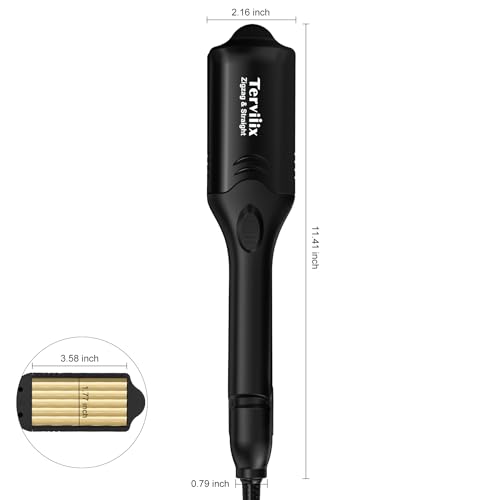 Terviiix Plancha de Crimpar Para Crear Volumen y Textura, Plancha Rizadora con 4 Placas Intercambiables, Cerámica Plancha de Pelo, Ajuste de Temperatura, 60 Minutos de Apagado Automático