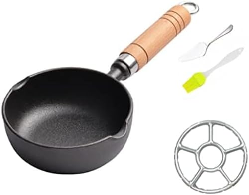 片手鍋 卵焼き フライパン き器 天ぷら鍋 小さい鍋 焦げ付かない 手鍋 ミニ 軽量 一人暮らし 調理器具 玉子焼き機 お弁当 朝食 IH・ガス対応 (13cm C,ブラック)